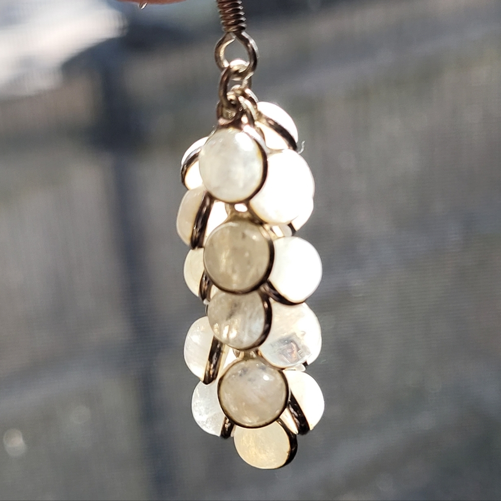 VTG Sterling Moonstone Earrings - Picture 6 of 6